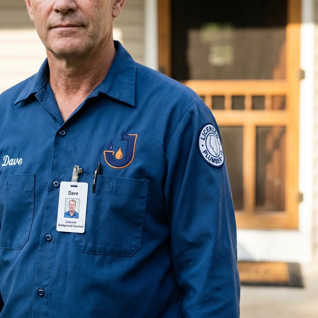 Licensed plumber showing ID badge in Boalsburg, PA
