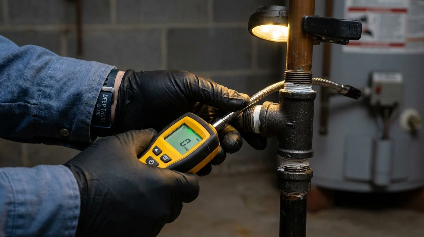 Gas leak detection with electronic sniffer by Johns Plumbing LLC in Boalsburg